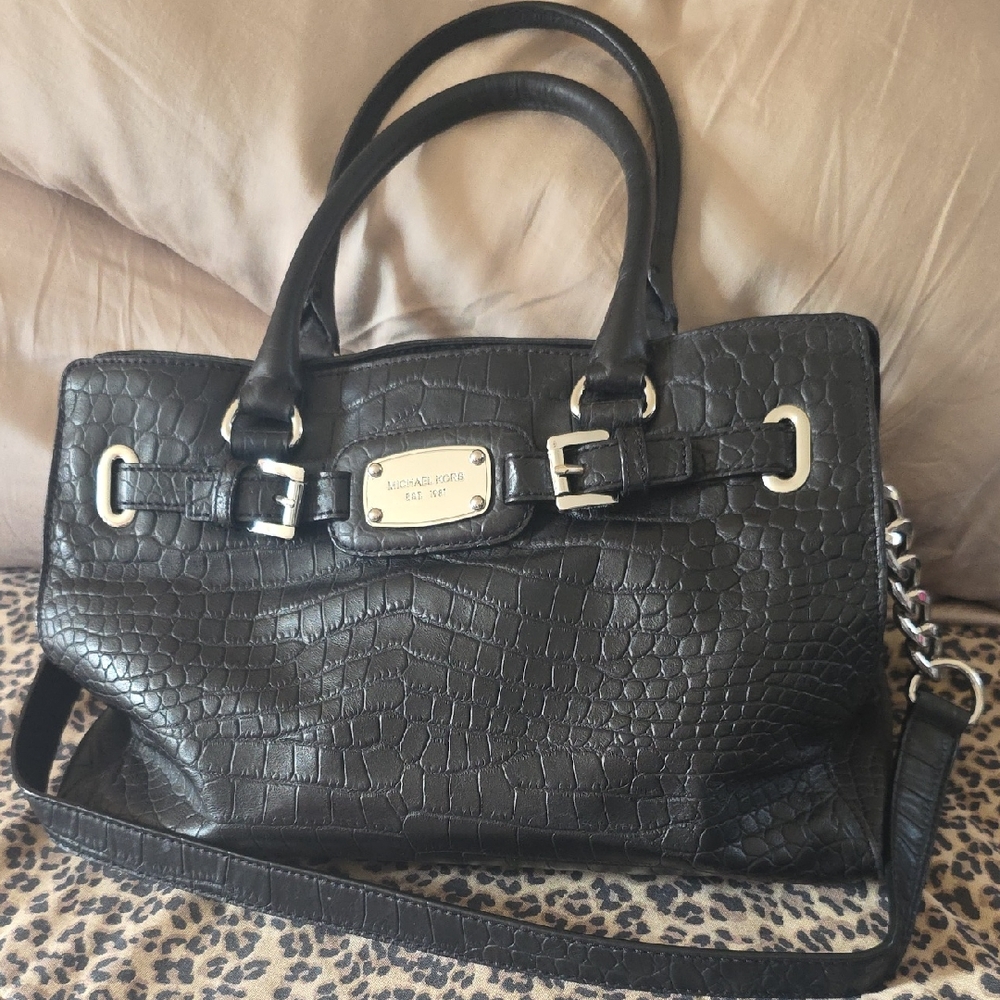 Michael Kors Black Embossed Satchel - Picture 1 of 11